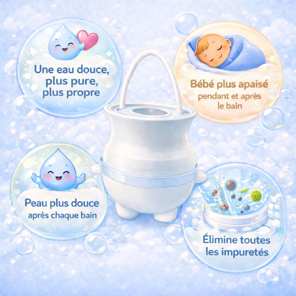 Filtre de bain Wavii Cozy | Une eau pure pour la peau sensible de votre bébé🩵